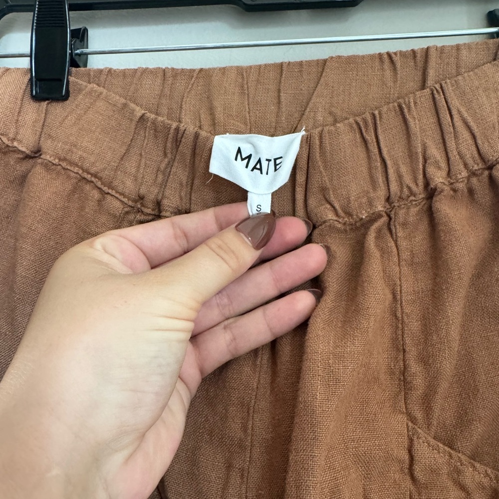MATE the Label Rust Brown Linen Track Pants & Short Sleeve Button Shirt Set - Picture 6 of 6